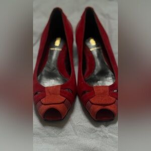 Brand New Fendi peep toe suede flats size 36.5